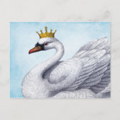 Vintager Weißschwan in Goldkrone Postkarte (Vorderseite)
