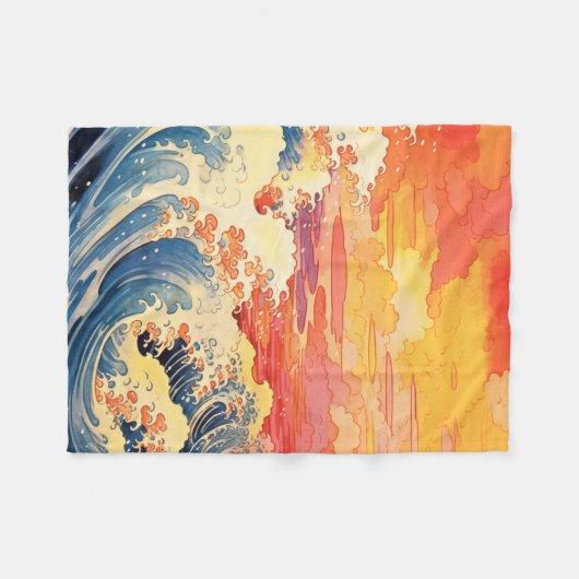 Vintager Wellengang Fleecedecke (Vorderseite (Horizontal))