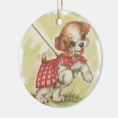 Vintager Welpe an Leine Keramikornament (Links)