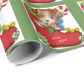 Vintager Welpe im Strumpf Geschenkpapier (Rolleneckpunkt)