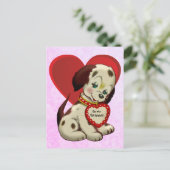 Vintager Welpen-Grandtochter-Valentinstag Postkarte (Stehend Vorderseite)