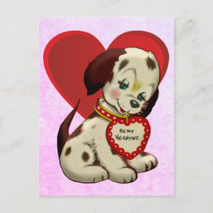 Vintager Welpen-Grandtochter-Valentinstag Postkarte