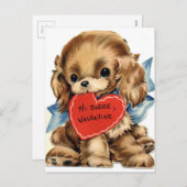 Vintager Welpenhund mit HerzValentin Feiertagspostkarte (Vorne/Hinten)