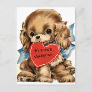 Vintager Welpenhund mit HerzValentin Feiertagspostkarte