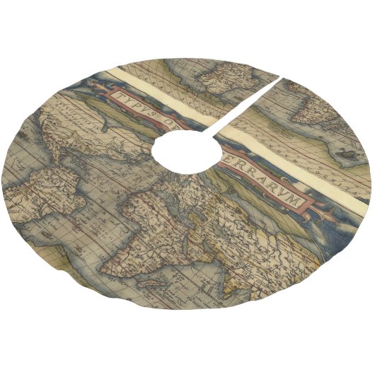 Vintager Weltkarten-Antiken-Atlas Polyester Weihnachtsbaumdecke (Schrägansicht)