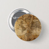 Vintager Weltkarten-Atlas Button (Vorne & Hinten)