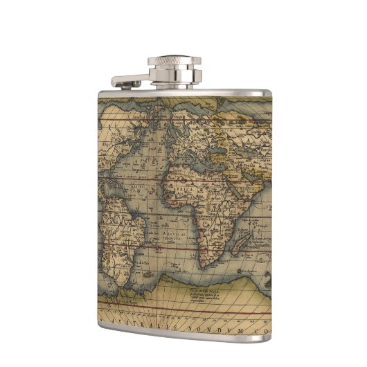 Vintager Weltkarten-Atlas historisch Flachmann (Links)