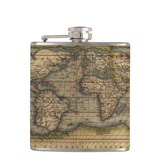 Vintager Weltkarten-Atlas historisch Flachmann (Vorderseite)