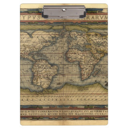 Vintager Weltkarten-Atlas historisch Klemmbrett