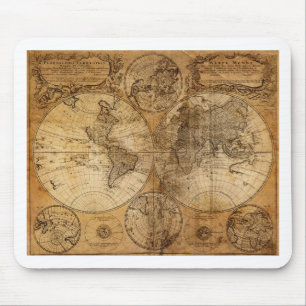 Vintager Weltkarten-Atlas Mousepad