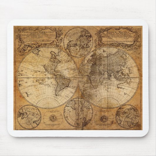Vintager Weltkarten-Atlas Mousepad (Vorne)