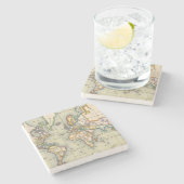 Vintager Weltkarten-Stein-Untersetzer Steinuntersetzer (Seitenansicht)