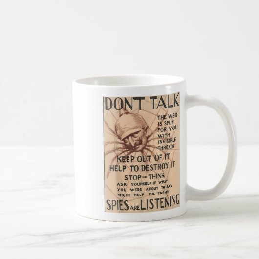 Vintager Weltkrieg 1 Poster Design Talk Spie Kaffeetasse (Rechts)