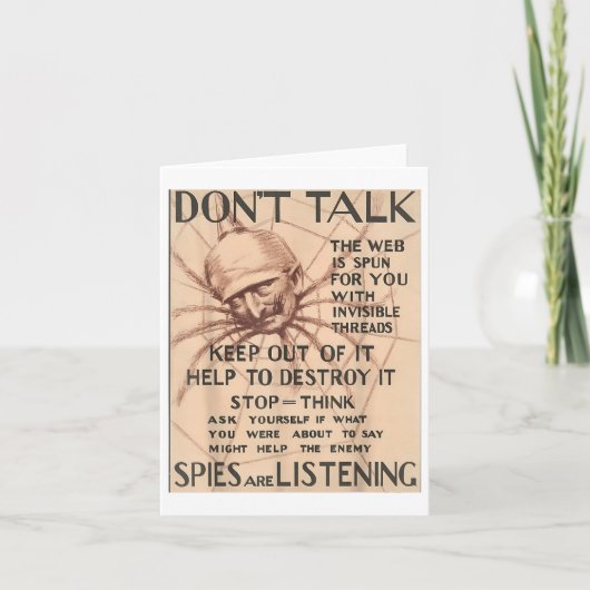 Vintager Weltkrieg 1 Poster Design Talk Spie Karte (Vorderseite)