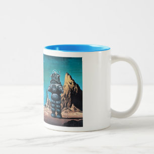 Vintager Weltraum-Cartoon Zweifarbige Tasse