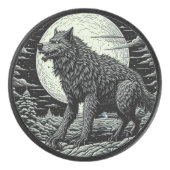 Vintager Werwolf vor dem Vollmond Eishockey Puck (Vorderseite)