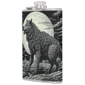Vintager Werwolf vor dem Vollmond Flachmann (Links)