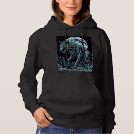 Vintager Werwolf wächst auf Vollmondnacht Hoodie