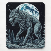 Vintager Werwolf wächst auf Vollmondnacht Mousepad (Vorne)