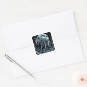 Vintager Werwolf wächst auf Vollmondnacht Quadratischer Aufkleber (Umschlag)