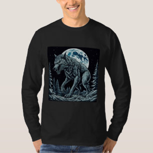 Vintager Werwolf wächst auf Vollmondnacht T-Shirt
