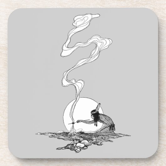 Vintager Westen, Indianer in Seiner Einsamkeit von Getränkeuntersetzer (Vorderseite)