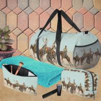 Vintager Western 4 Cowboys bei Buckelpferden