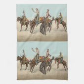 Vintager Western 4 Cowboys bei Buckelpferden Geschirrtuch (Vertikal)