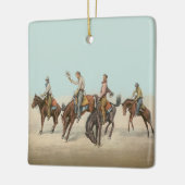 Vintager Western 4 Cowboys bei Buckelpferden Keramikornament (Links)