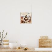 Vintager Western Art Ethnischer Junge am Pferd Poster (Küche)