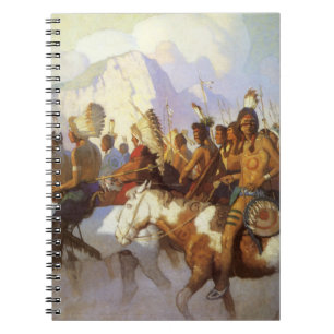 Vintager Western Art, Party des Indischen Krieges  Notizblock