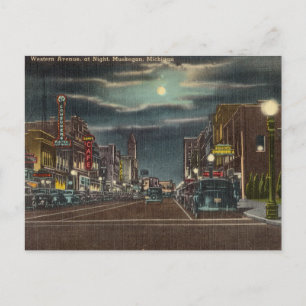 Vintager Western Avenue Muskegon, Michigan Postkarte