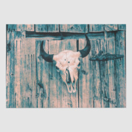 Vintager Western Bull Skull Aquamariner Landstall Seidenpapier