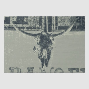 Vintager Western Bull Skull Green Alt Rustikal Seidenpapier