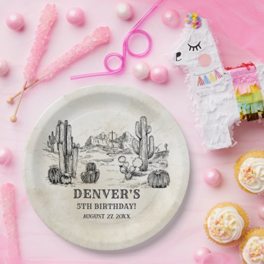 Vintager Western Country Cowboy Rodeo Geburtstag Pappteller (Party)