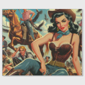 Vintager Western Country Girl Geschenkpapier (Flach)