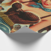 Vintager Western Country Girl Geschenkpapier (Ecke)