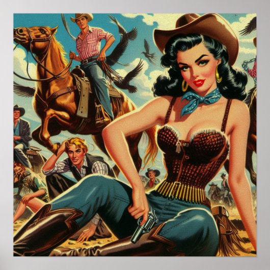 Vintager Western Country Girl Poster (Vorne)