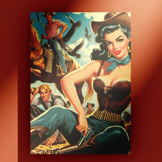 Vintager Western Country Girl Postkarte