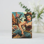 Vintager Western Country Girl Postkarte (Stehend Vorderseite)