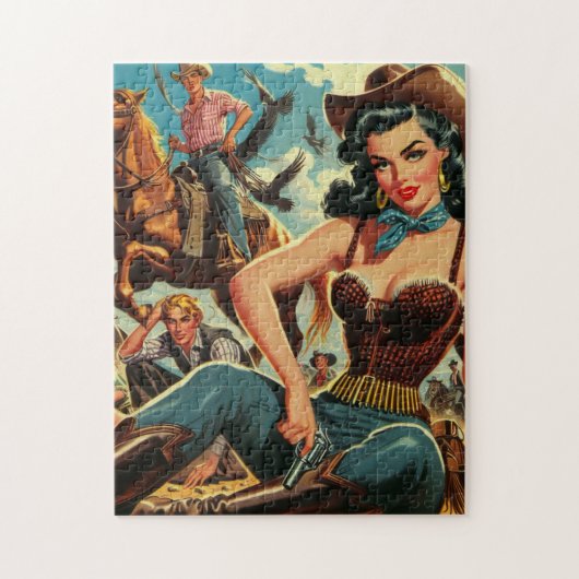 Vintager Western Country Girl Puzzle (Vertikal)