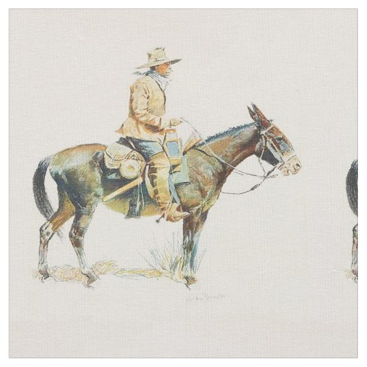 Vintager Western-Cowboy auf Maultier-Gewebe Stoff (Nahaufnahme)