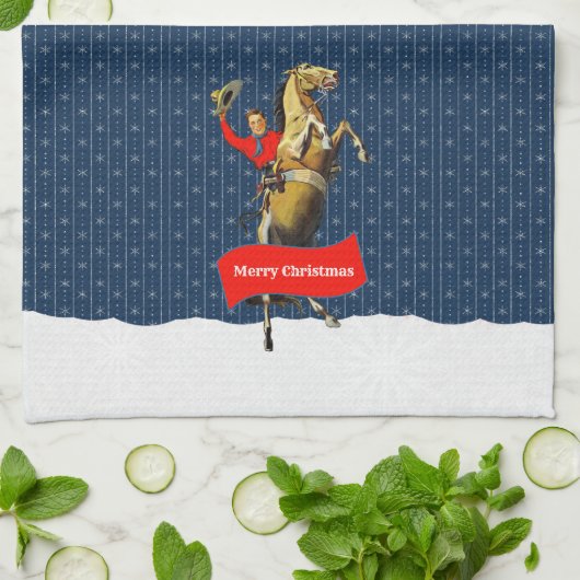 Vintager Western Cowboy Aufziehen Weihnachten Geschirrtuch (Gefaltet)