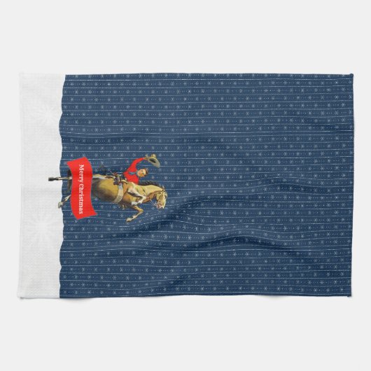 Vintager Western Cowboy Aufziehen Weihnachten Geschirrtuch (Horizontal)