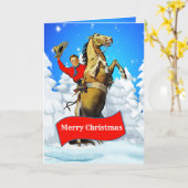 Vintager Western Cowboy Aufzuchpferd Merry Christm Karte (Gelbe Blume)