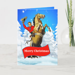 Vintager Western Cowboy Aufzuchpferd Merry Christm Karte