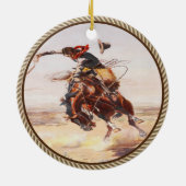 Vintager Western Cowboy Bronc Rider Keramik Ornament (Hinten)