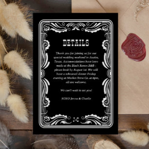 Vintager Western Cowboy Country Wedding Details RSVP Karte