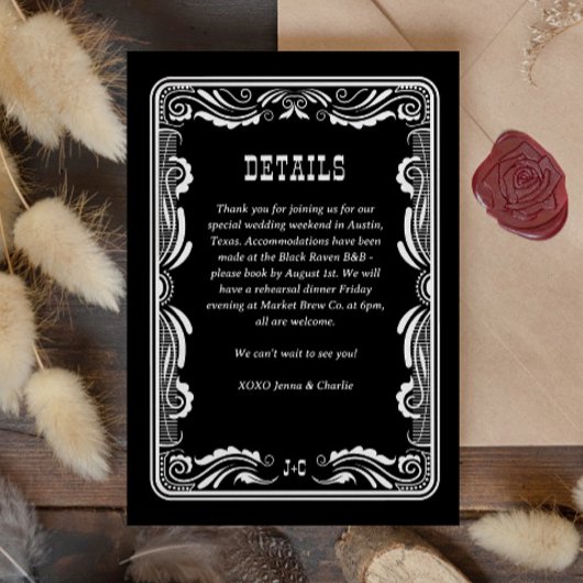 Vintager Western Cowboy Country Wedding Details RSVP Karte