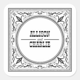 Vintager Western Cowboy Country Wedding Gefallen Quadratischer Aufkleber